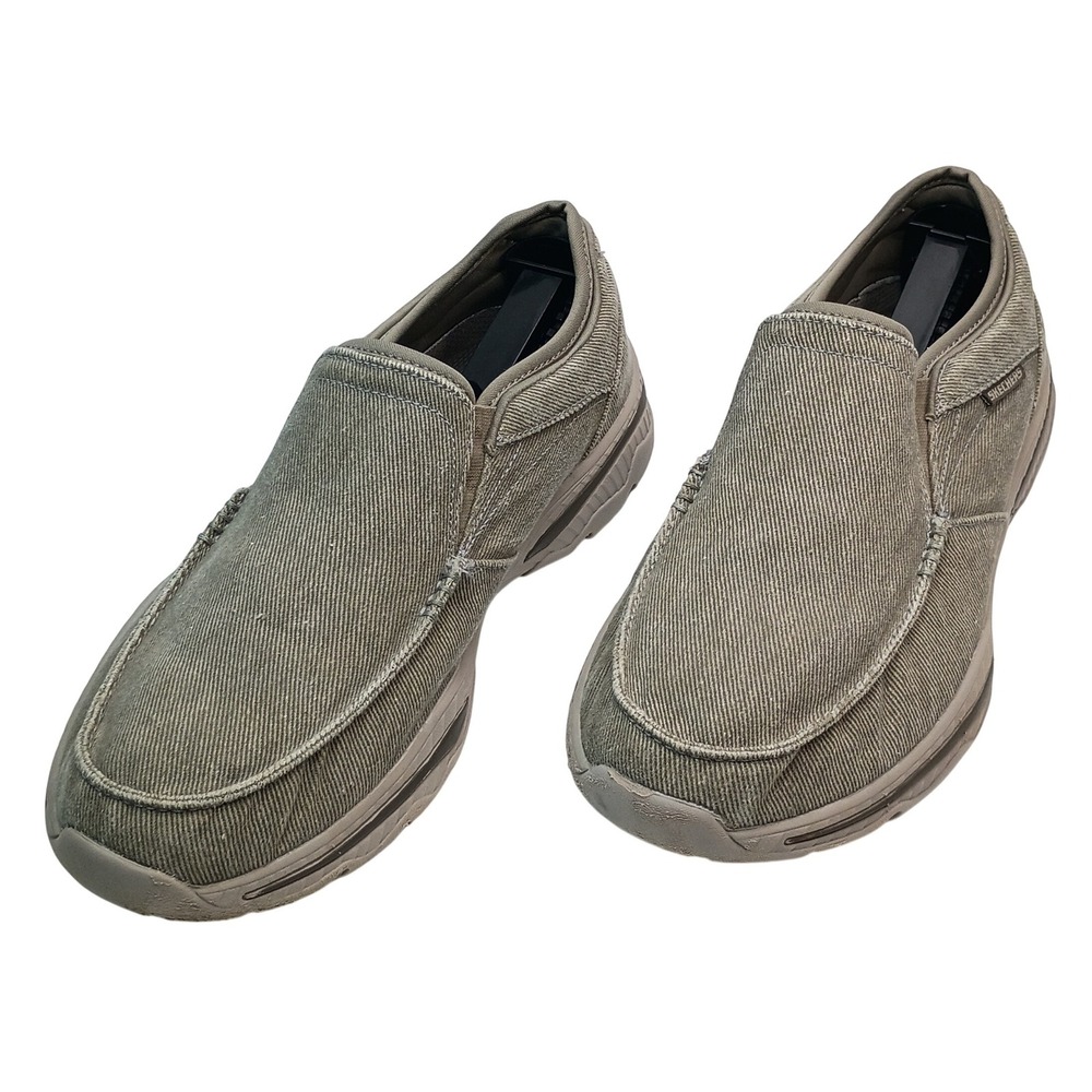 Skechers 65355EWW Loafers Men Size 8 Taupe Extra Wide Fit Memory Foam